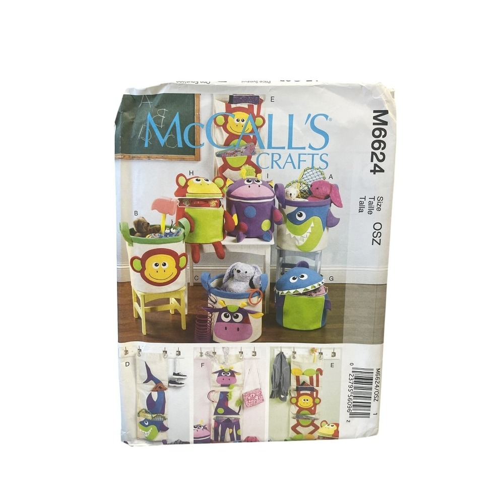 McCall's Crafts M6624 Storage Baskets Wall Organizers OSZ Kids Animal Theme